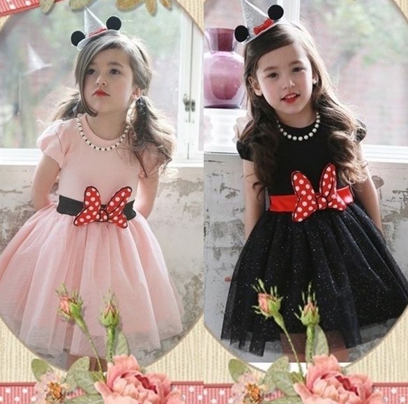 韓国子供服 フワフワ ミニー リボンがポイント ミニーちゃんみたいになれちゃう ワンピース ディズニー Dress ドレス