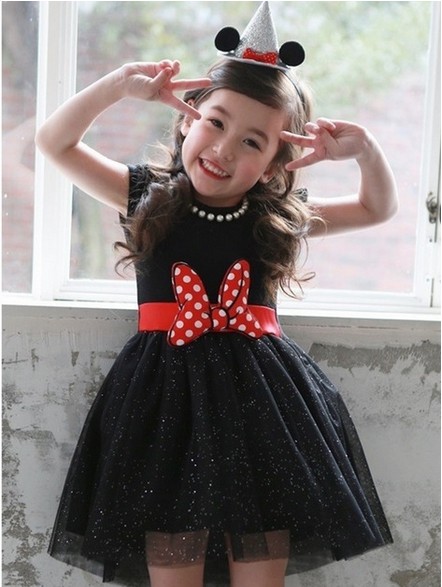 韓国子供服 フワフワ ミニー リボンがポイント ミニーちゃんみたいになれちゃう ワンピース ディズニー Dress ドレス